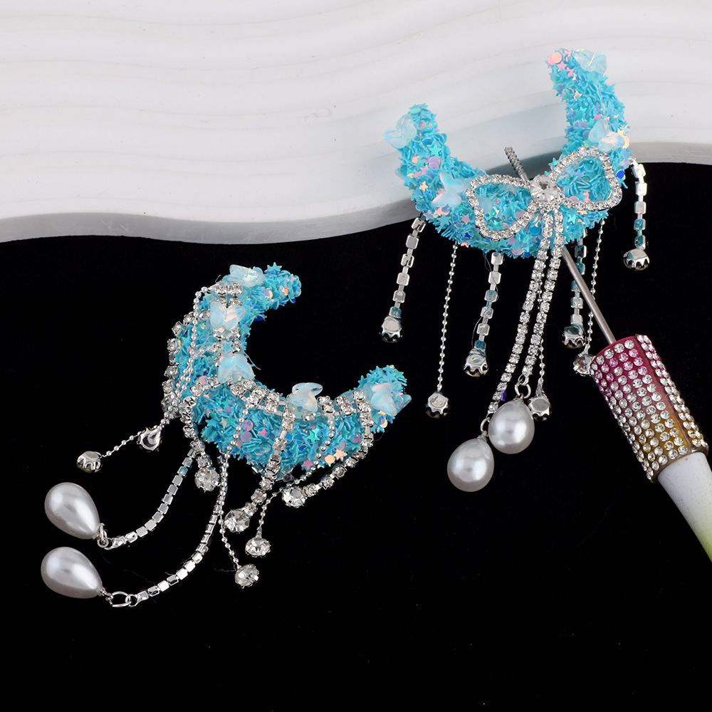 Bow Tassel Pearl Sequin Moon Boat Acrylic Rhinestone Ball Straight Hole Beads DIY Keychain Necklace Accessories