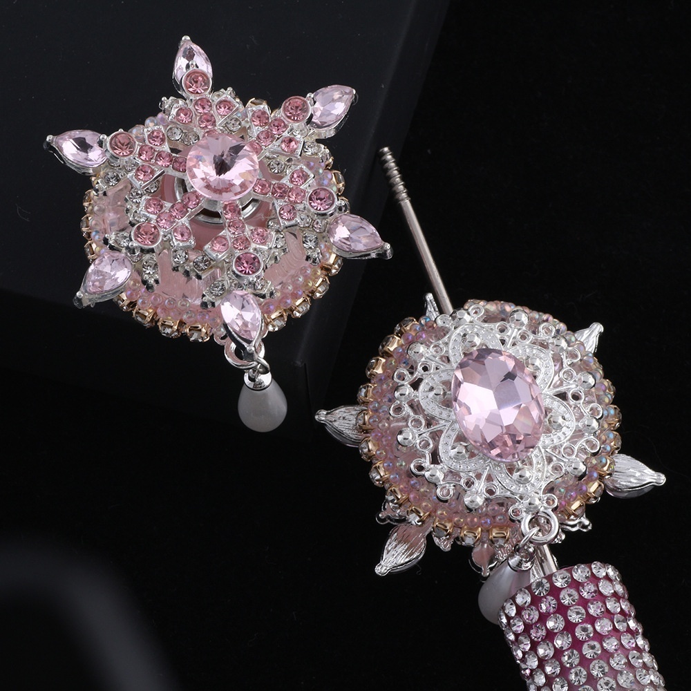 Rotatable Snowflake Rhinestone‑Inlaid Alloy & Polymer Clay Straight Hole Beads DIY Phone Chain Keychain Bag Chain Accessories