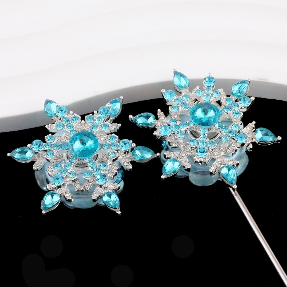 Rotatable Snowflake Rhinestone‑Inlaid Alloy & Polymer Clay Straight Hole Beads DIY Phone Chain Keychain Bag Chain Accessories