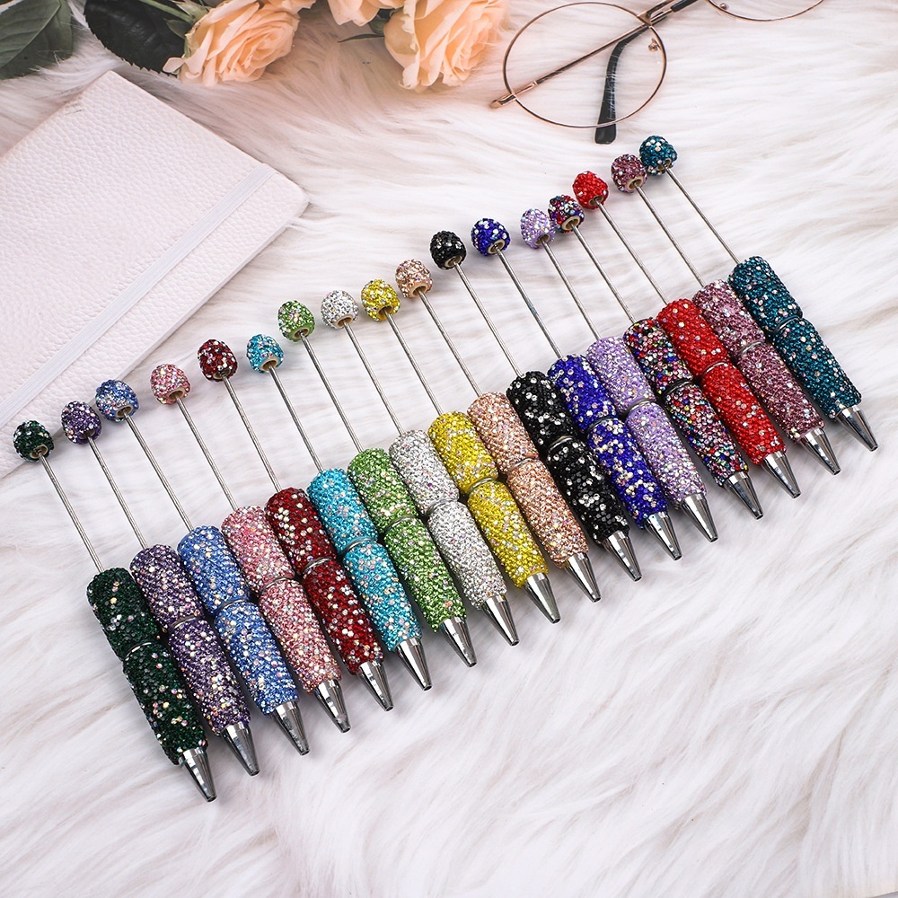 DIY Full Rhinestone Beaded Pen, Cute Mini Bead Twist Gel Pen, Ins Popular Colorful Gift Pen Wholesale