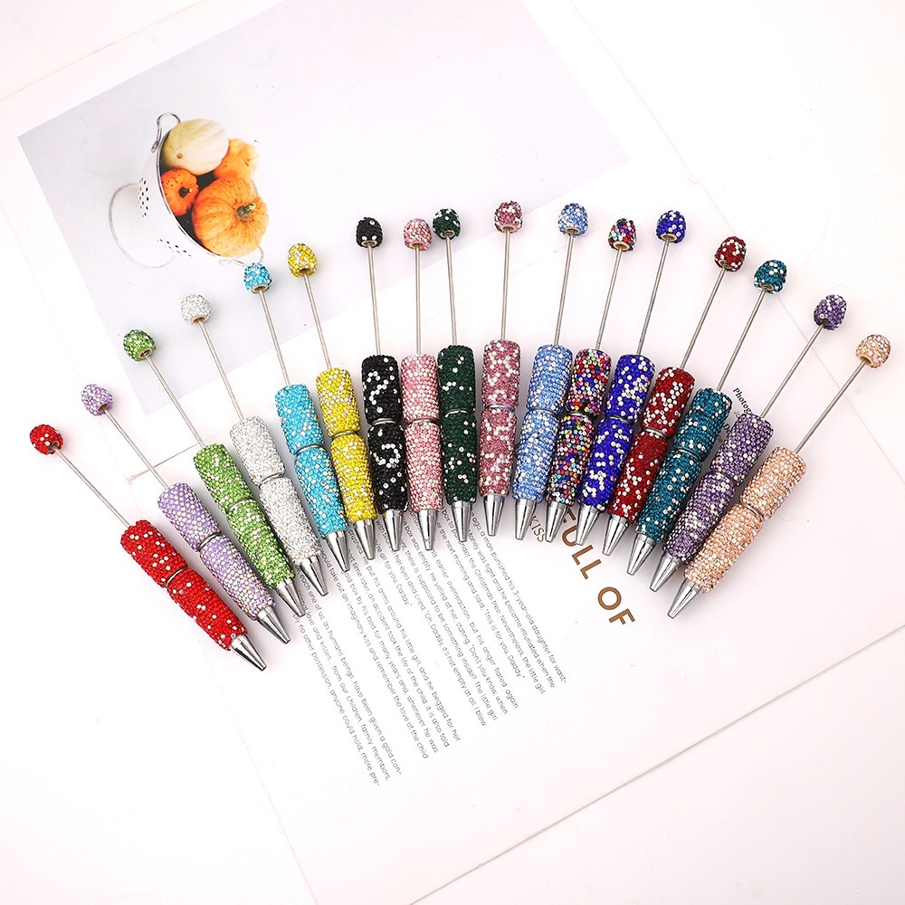 DIY Full Rhinestone Beaded Pen, Cute Mini Bead Twist Gel Pen, Ins Popular Colorful Gift Pen Wholesale