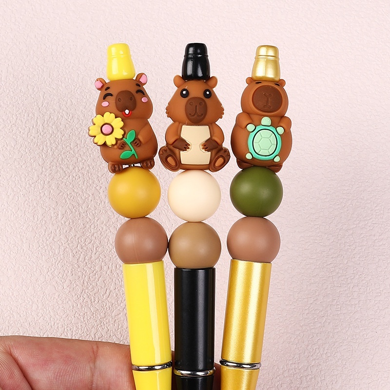 Capybara Silicone Beads BPA Free Cute Capybara Shape Soft Silicone Loose Beads for DIY Jewelry Bracelet Keychain Craft Supplies
