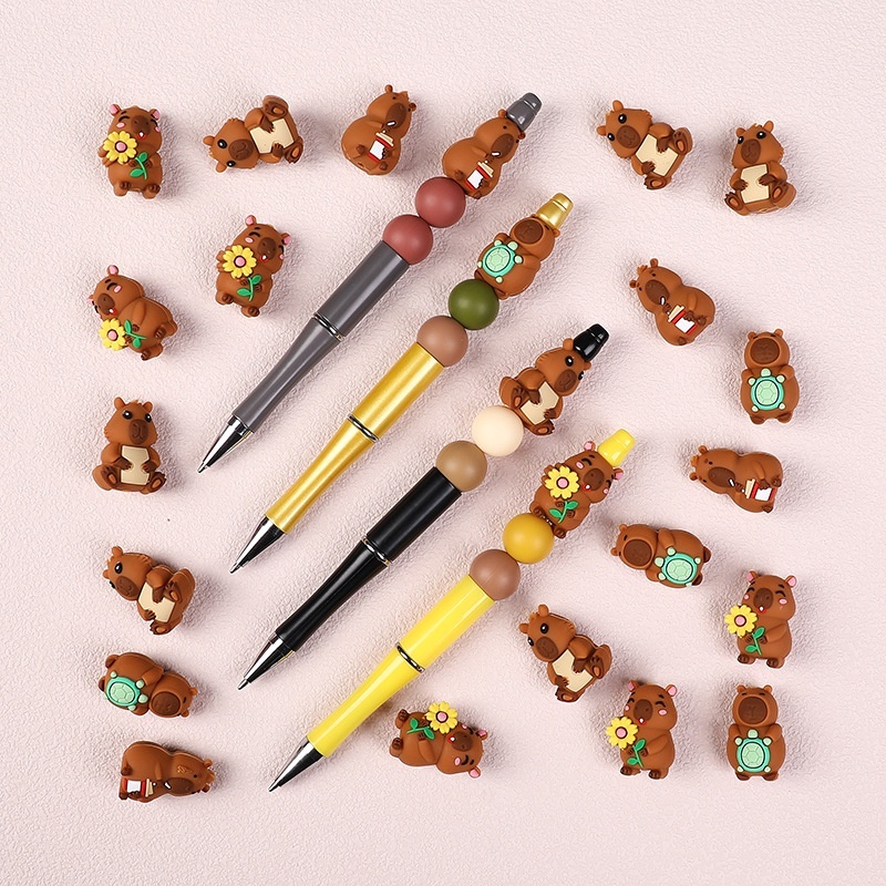 Capybara Silicone Beads BPA Free Cute Capybara Shape Soft Silicone Loose Beads for DIY Jewelry Bracelet Keychain Craft Supplies