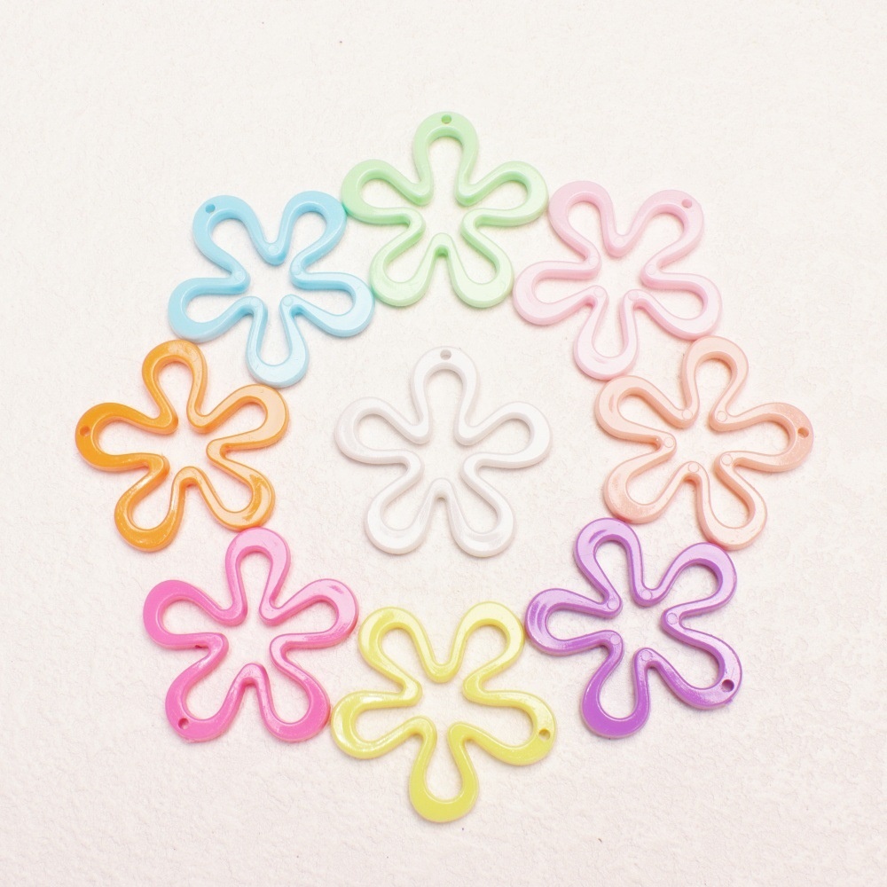 Solid Color Hollow Irregular Flower Beads, Acrylic Petal Beads for Hair Accessories Phone Bag Chain DIY Wholesale