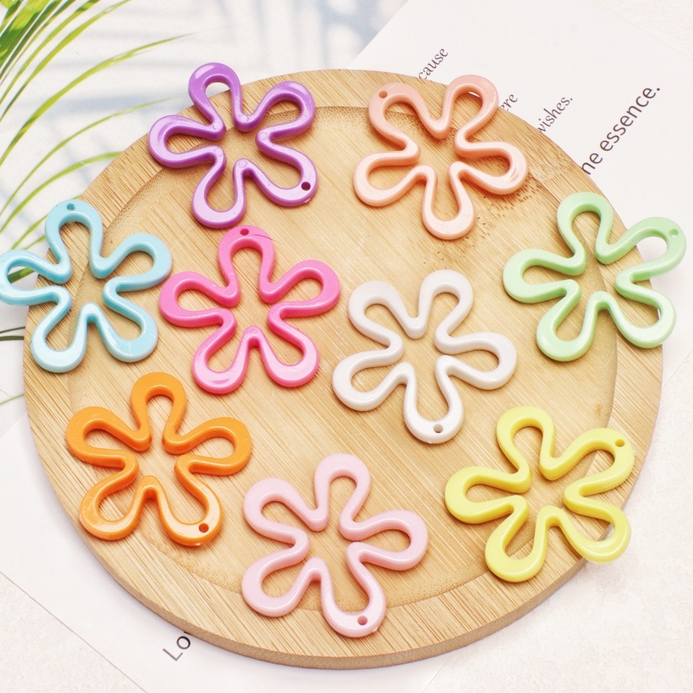 Solid Color Hollow Irregular Flower Beads, Acrylic Petal Beads for Hair Accessories Phone Bag Chain DIY Wholesale