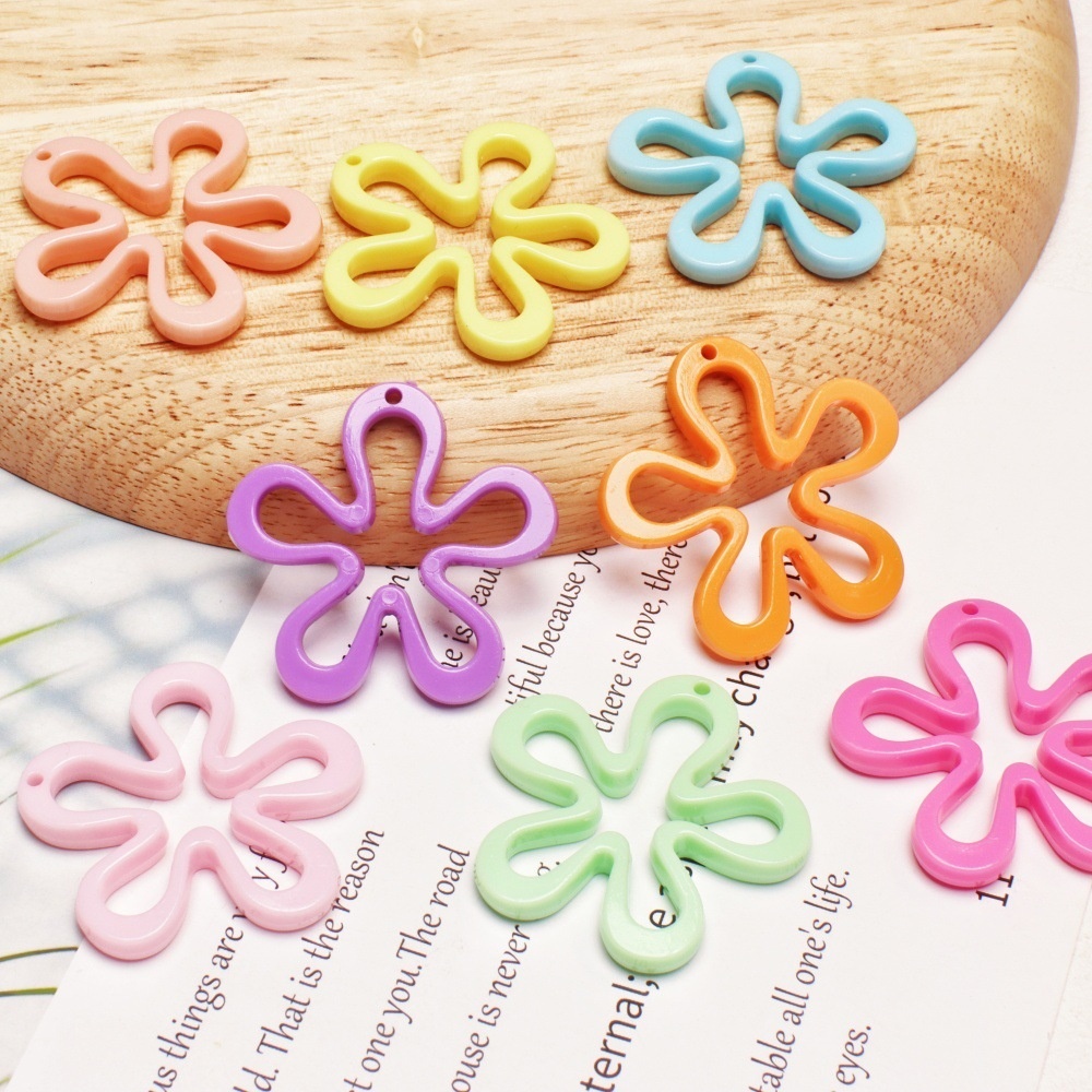 Solid Color Hollow Irregular Flower Beads, Acrylic Petal Beads for Hair Accessories Phone Bag Chain DIY Wholesale