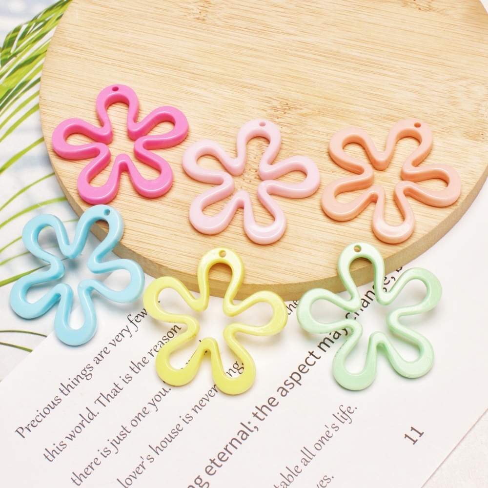 Solid Color Hollow Irregular Flower Beads, Acrylic Petal Beads for Hair Accessories Phone Bag Chain DIY Wholesale