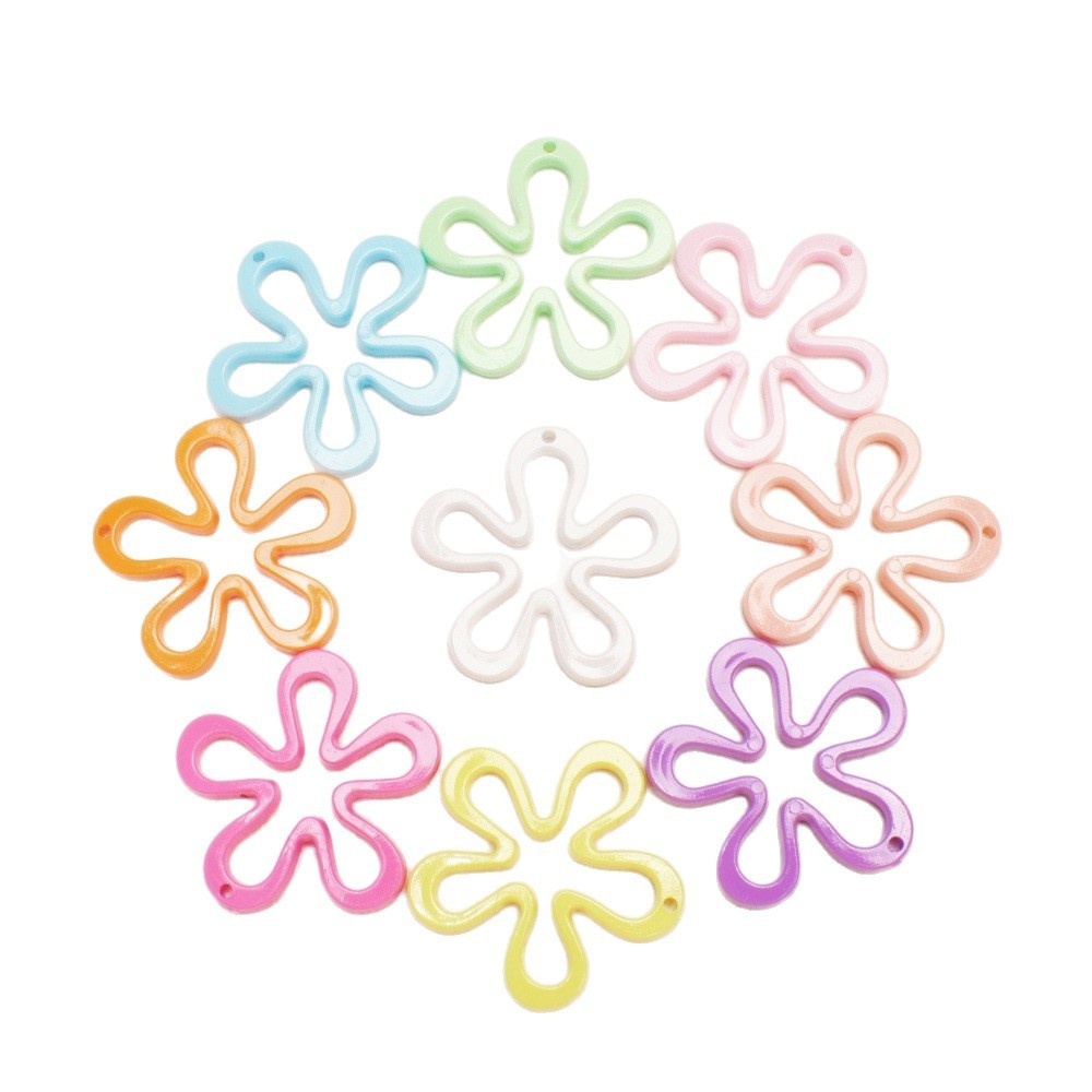 Solid Color Hollow Irregular Flower Beads, Acrylic Petal Beads for Hair Accessories Phone Bag Chain DIY Wholesale