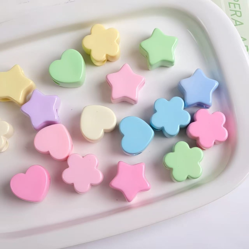 Colorful Cream Large Hole Beads, Star Heart Flower Beads for DIY Jewelry Wholesale