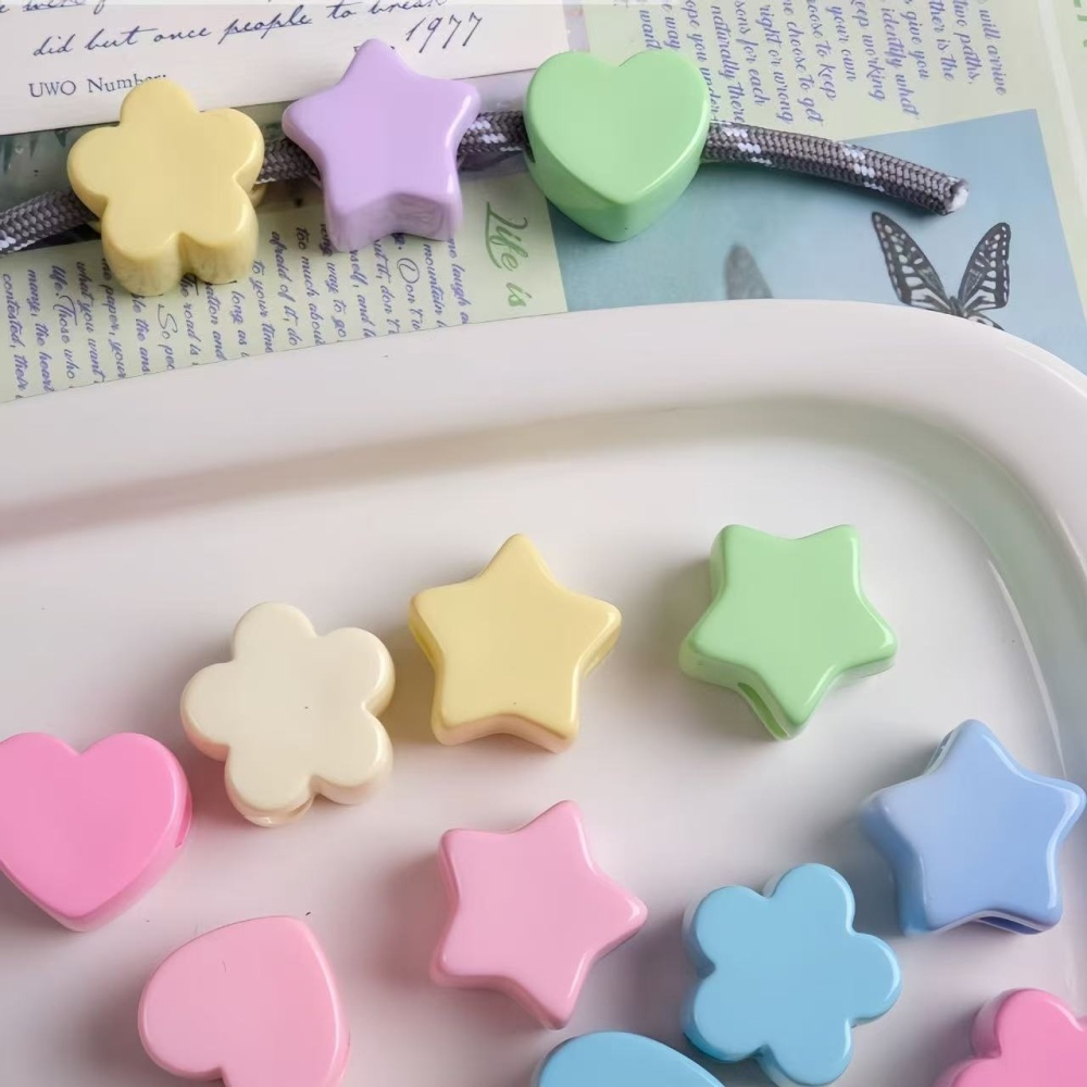 Colorful Cream Large Hole Beads, Star Heart Flower Beads for DIY Jewelry Wholesale