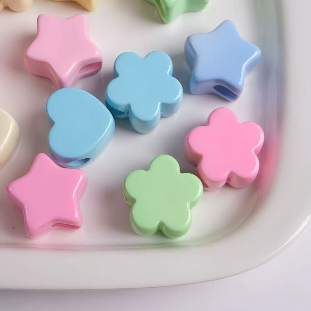 Colorful Cream Large Hole Beads, Star Heart Flower Beads for DIY Jewelry Wholesale