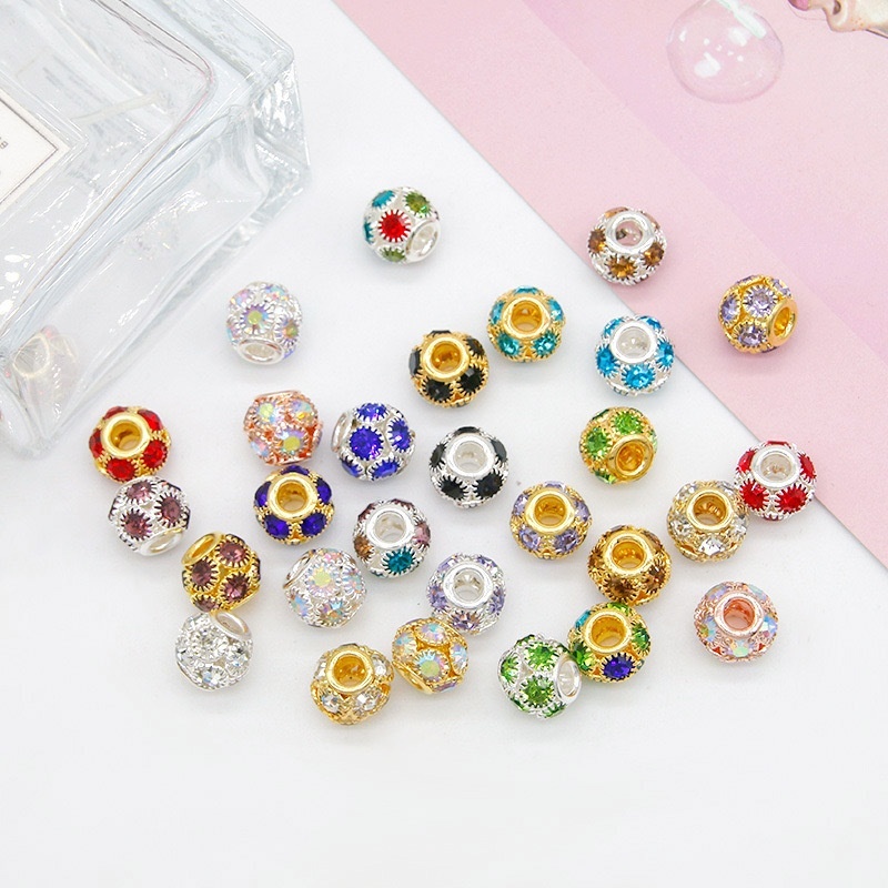 Rhinestone Spacer Beads for DIY Jewelry Making, Sparkling Rhinestone Beads for Phone Chain Keychain Bracelet Crafts