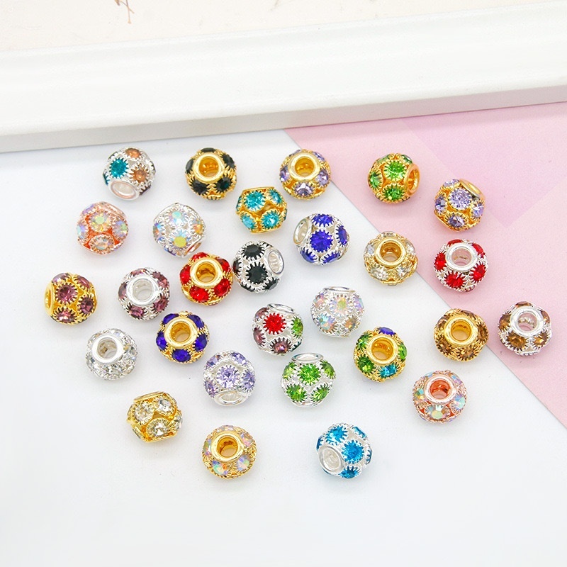Rhinestone Spacer Beads for DIY Jewelry Making, Sparkling Rhinestone Beads for Phone Chain Keychain Bracelet Crafts