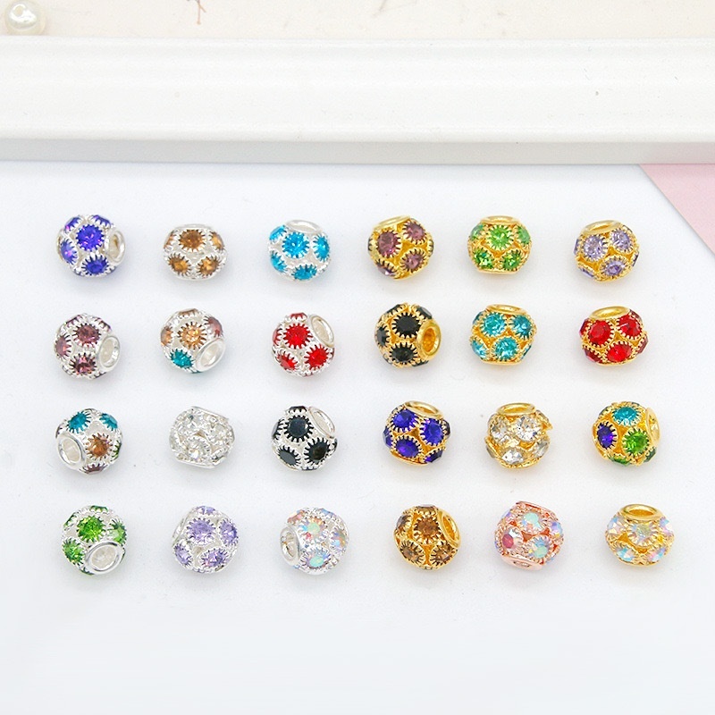 Rhinestone Spacer Beads for DIY Jewelry Making, Sparkling Rhinestone Beads for Phone Chain Keychain Bracelet Crafts
