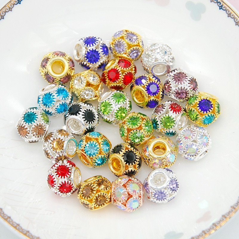 Rhinestone Spacer Beads for DIY Jewelry Making, Sparkling Rhinestone Beads for Phone Chain Keychain Bracelet Crafts