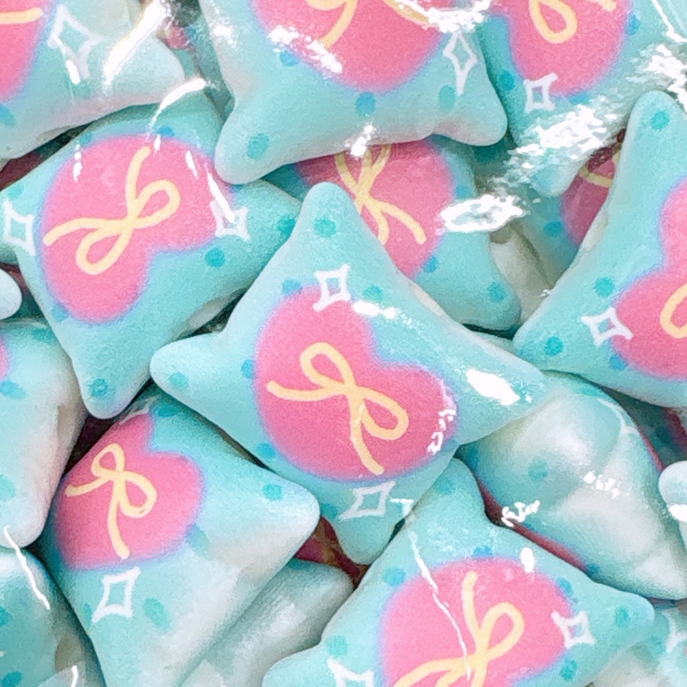 Printed Acrylic Beads, Bow Heart Square Pillow Beads, Through Hole Beads for Phone Chain Bag Charm DIY Wholesale