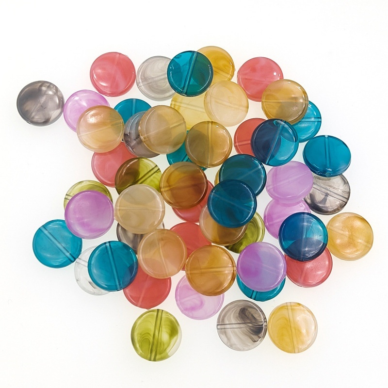 New Two-tone Acrylic Flat Round Mixed Beads, Loose Beads for Bracelet Necklace DIY Jewelry Wholesale