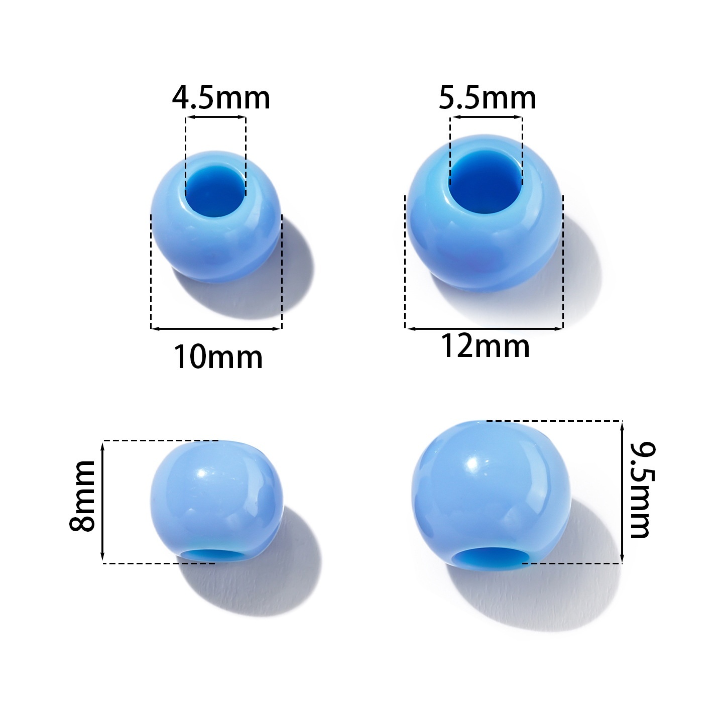 Macaron Color Large Hole Round & Barrel Acrylic Beads, Loose Beads for Kids DIY Jewelry Wholesale