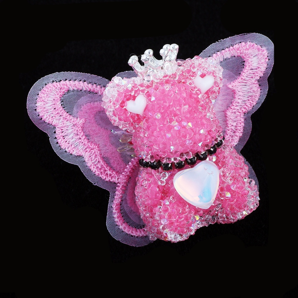 Winged Bear Sugar Acrylic Beads, Straight Hole Beads for Beaded Pen Phone Chain Keychain Bag Charm Wholesale