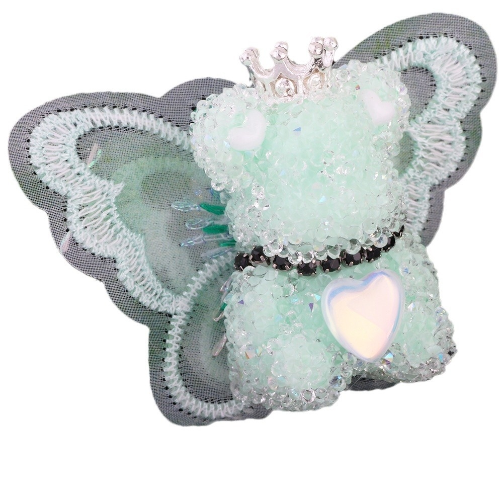 Winged Bear Sugar Acrylic Beads, Straight Hole Beads for Beaded Pen Phone Chain Keychain Bag Charm Wholesale