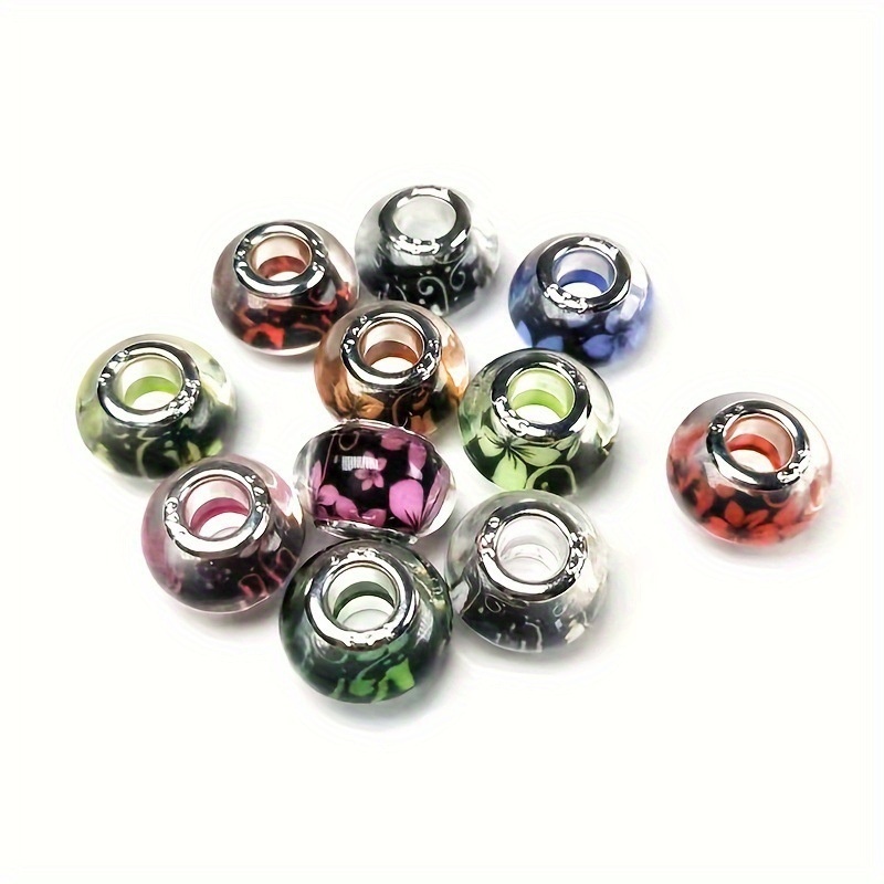 Bauhinia Pattern Resin Beads, Large Hole Acrylic Beads for Bracelet DIY Jewelry Accessories Wholesale