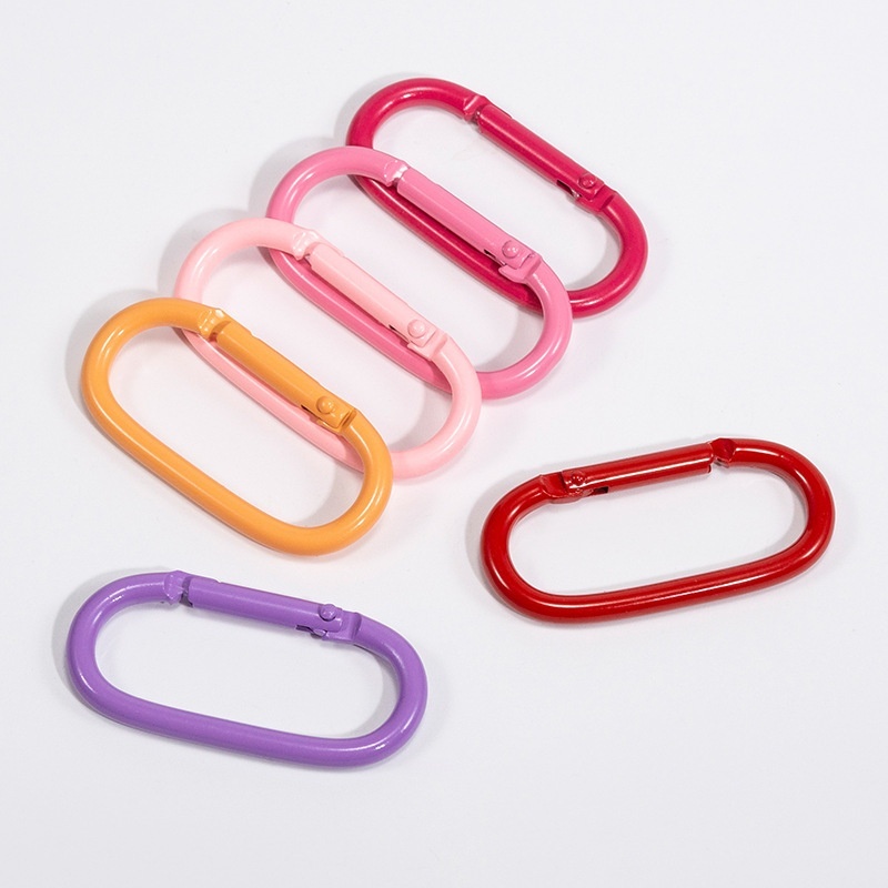 Candy Colored Track Shaped Painted Metal Keychains, DIY Charms with Perler Bead Spring Jump Rings Wholesale