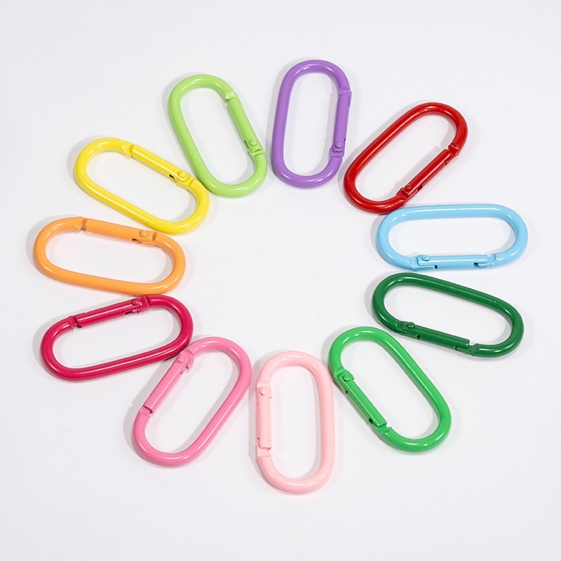 Candy Colored Track Shaped Painted Metal Keychains, DIY Charms with Perler Bead Spring Jump Rings Wholesale