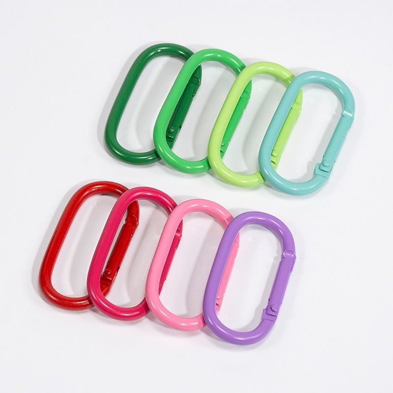Candy Colored Track Shaped Painted Metal Keychains, DIY Charms with Perler Bead Spring Jump Rings Wholesale