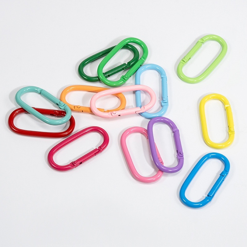 Candy Colored Track Shaped Painted Metal Keychains, DIY Charms with Perler Bead Spring Jump Rings Wholesale