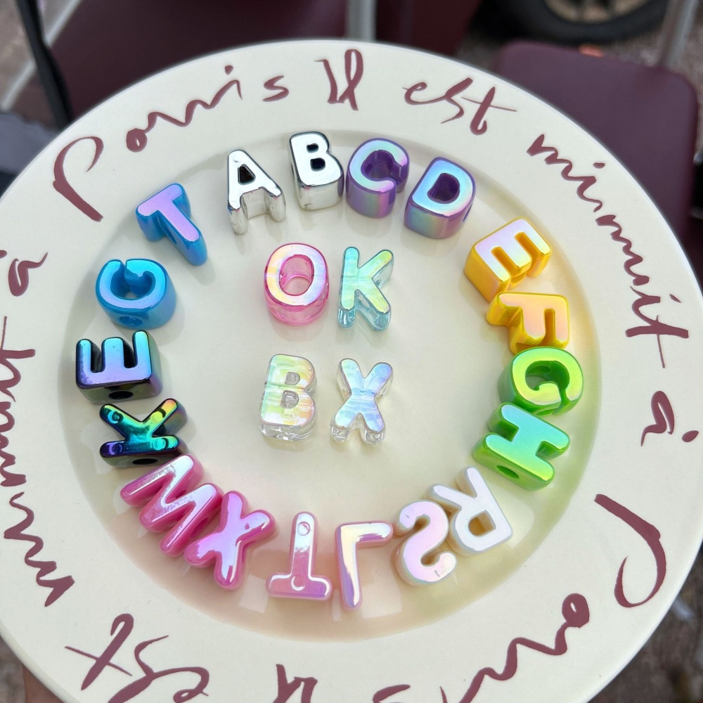 Large Hole Acrylic Alphabet Beads, Dopamine Style Loose Beads for Braided Rope Bag Charm DIY Accessories Wholesale