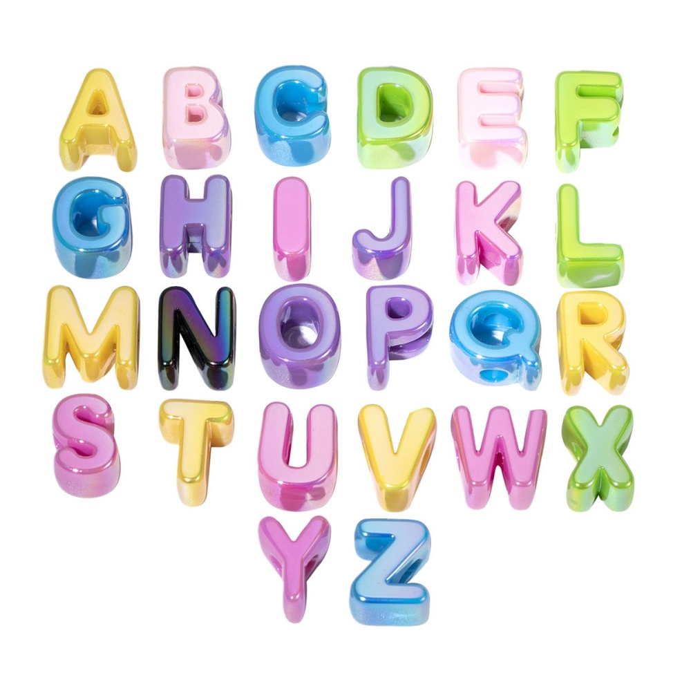 Colorful Shell Pattern Large Hole Acrylic Alphabet Beads, Loose Beads for Phone Chain Bag Charm DIY Jewelry Wholesale