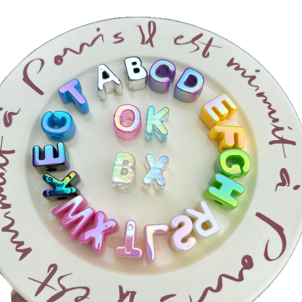 Large Hole Acrylic Alphabet Beads, Dopamine Style Loose Beads for Braided Rope Bag Charm DIY Accessories Wholesale