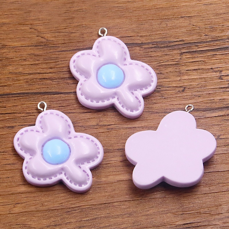 Five-Petal Plant Flower Resin Pendants, DIY Charms for Bracelet Bag Accessories Wholesale