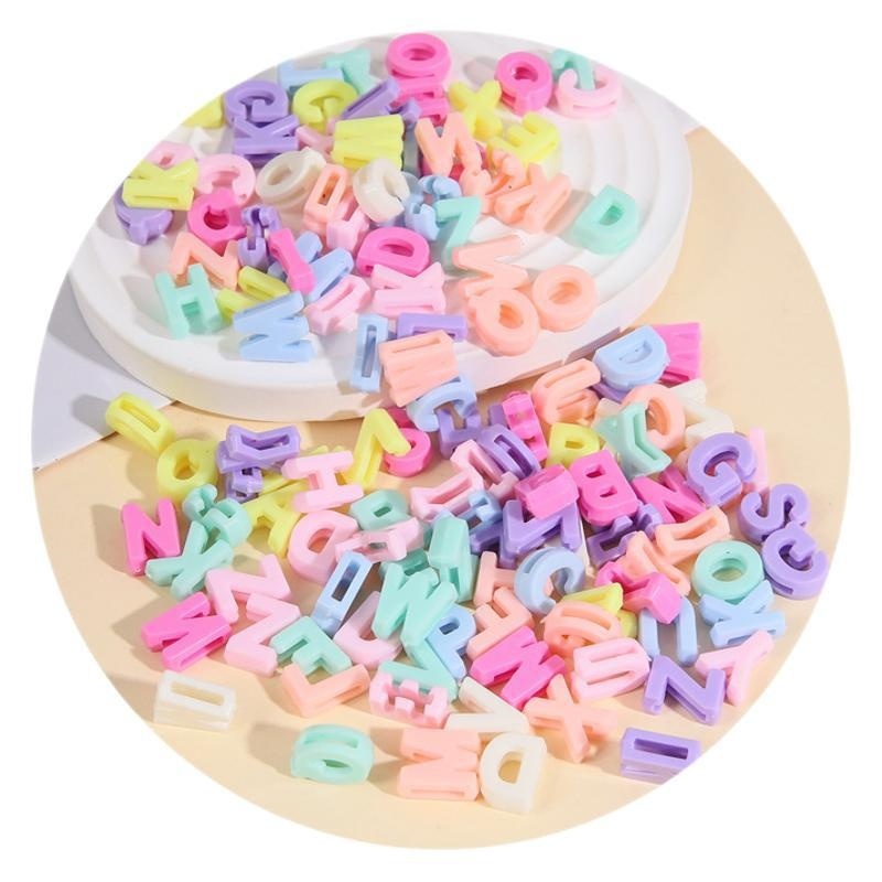 Macaron Ice Cream Color 26 Alphabet Perforated Acrylic Beads DIY Beading Materials