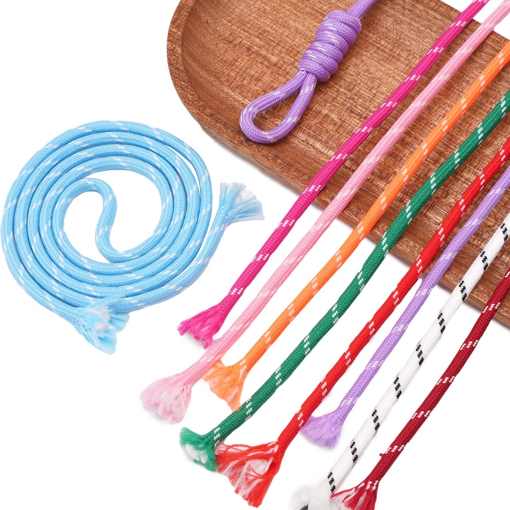 Colorful Core Spun Polyester Round Cord, Wear Resistant Braiding Rope for DIY Keychain Bag Charm Wholesale