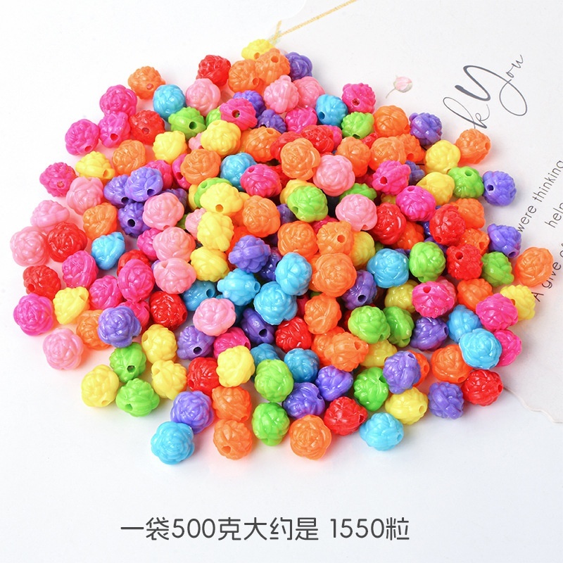 New Solid Color Acrylic Double Sided Rose Beads, Plastic Beads for Handmade Braided DIY Jewelry Wholesale