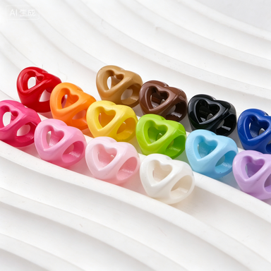 Painted Large Hole Hollow Heart Acrylic Beads, for Paracord Shoelace Bag Charm Bracelet DIY Accessories Wholesale