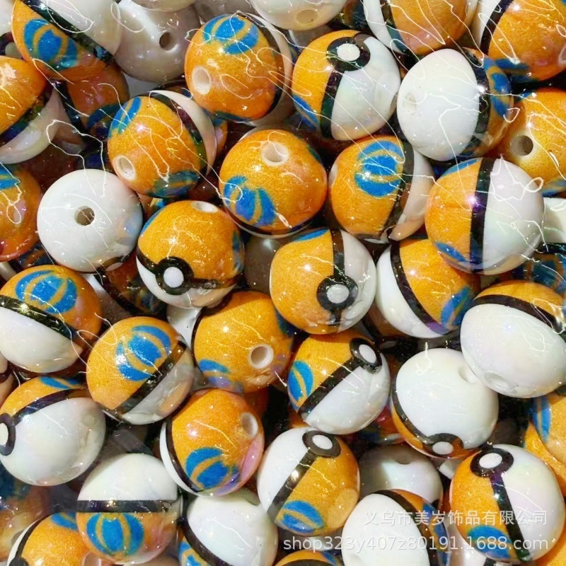 UV Plated Pokeball Acrylic Beads, DIY Pen Phone Chain Keychain Jewelry Accessories Wholesale