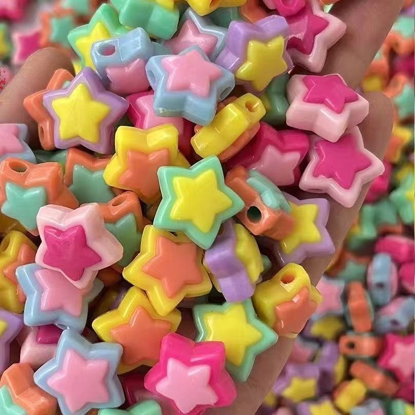 Two-Tone Inlaid Acrylic Beads, Heart & Flower Loose Beads for Bracelet DIY Jewelry Wholesale