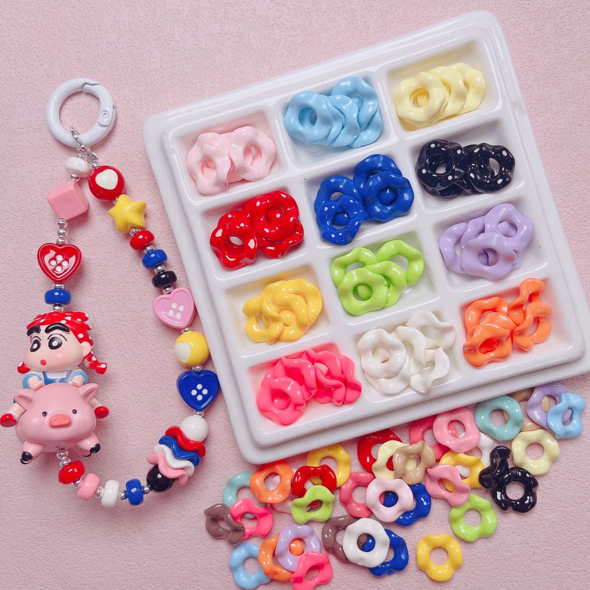 Painted Acrylic Wavy Lace Stackable Beads, Loose Beads for Phone Chain Bag Charm DIY Craft Wholesale
