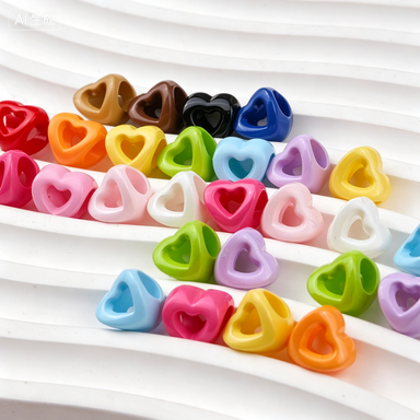 Painted Large Hole Hollow Heart Acrylic Beads, for Paracord Shoelace Bag Charm Bracelet DIY Accessories Wholesale
