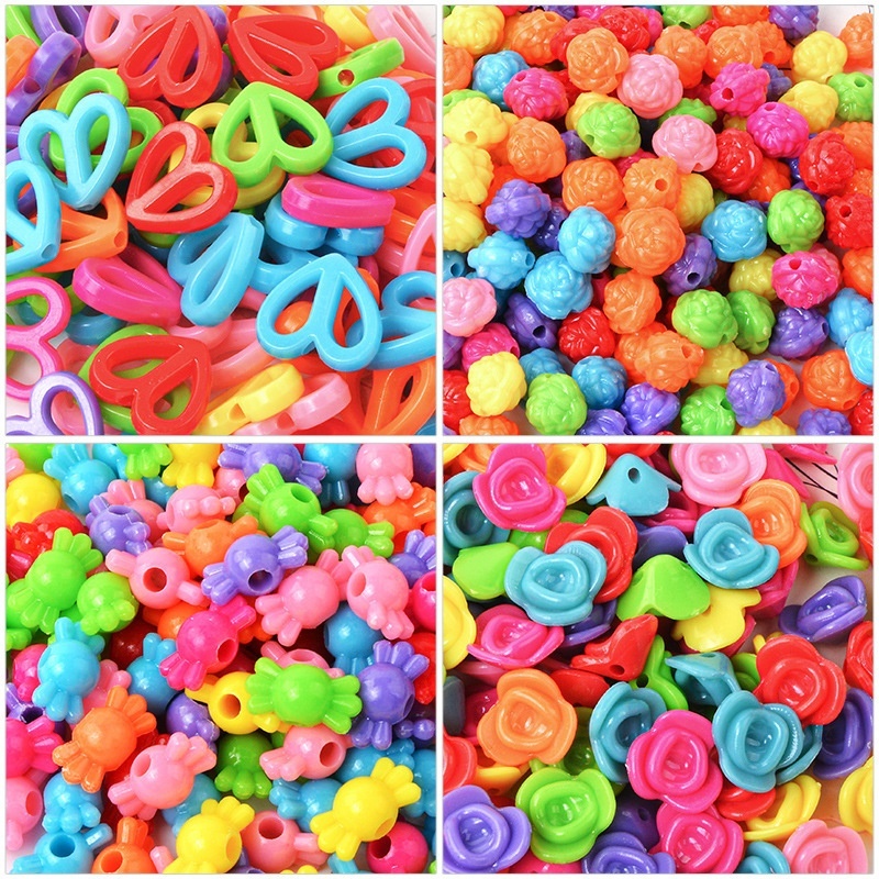New Solid Color Acrylic Double Sided Rose Beads, Plastic Beads for Handmade Braided DIY Jewelry Wholesale