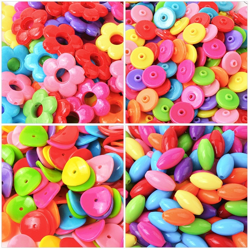 New Solid Color Acrylic Double Sided Rose Beads, Plastic Beads for Handmade Braided DIY Jewelry Wholesale