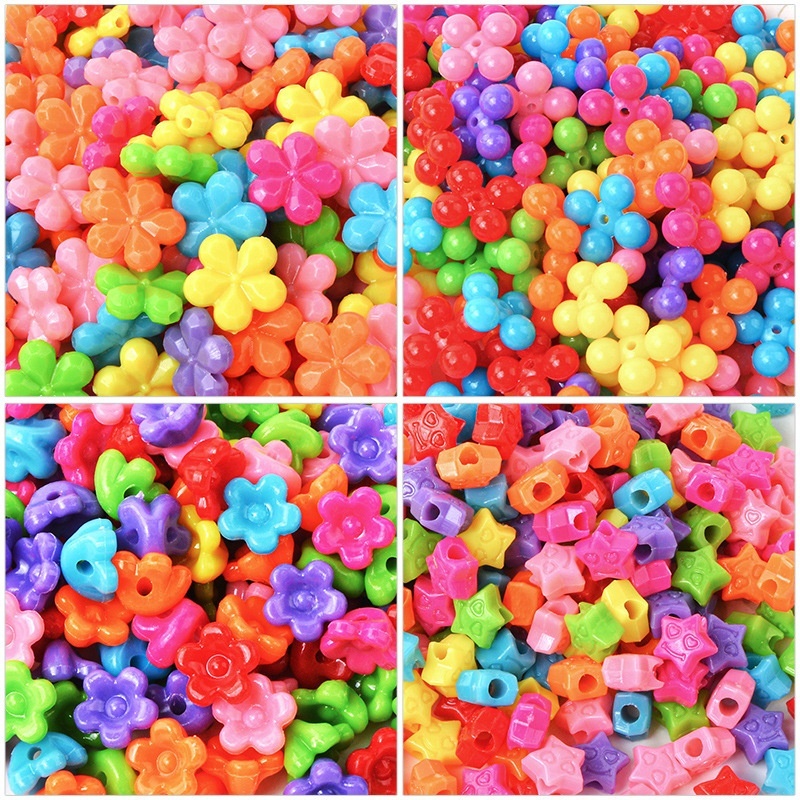 New Solid Color Acrylic Double Sided Rose Beads, Plastic Beads for Handmade Braided DIY Jewelry Wholesale