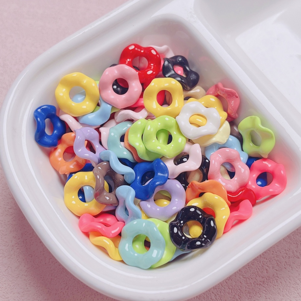 Painted Acrylic Wavy Lace Stackable Beads, Loose Beads for Phone Chain Bag Charm DIY Craft Wholesale