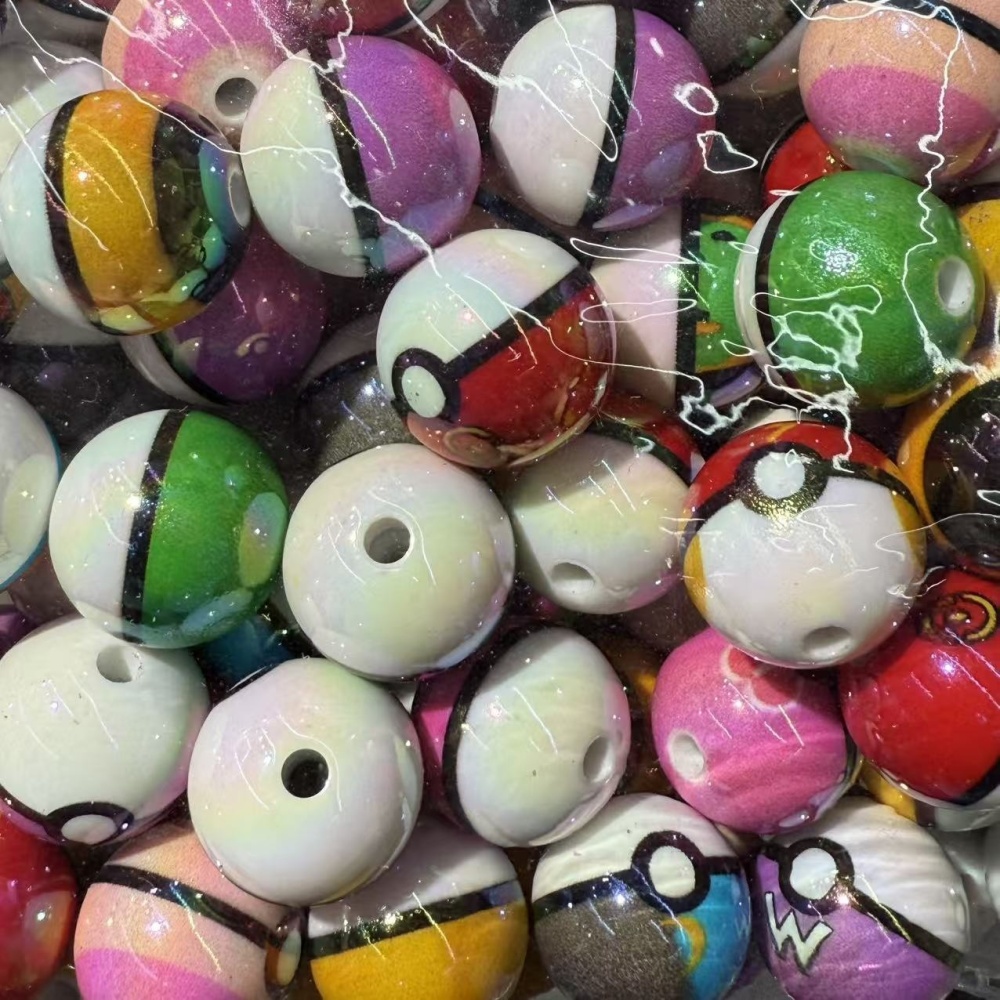 UV Plated Pokeball Acrylic Beads, DIY Pen Phone Chain Keychain Jewelry Accessories Wholesale