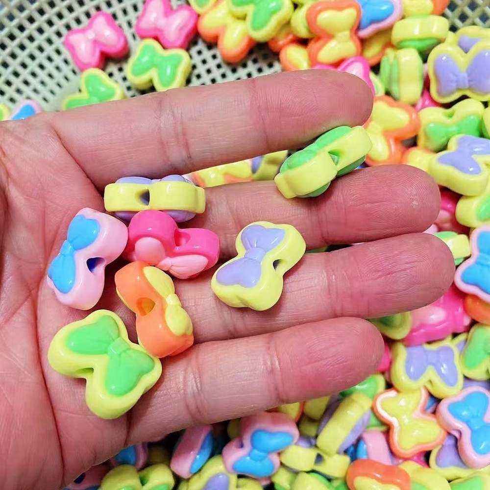 Two-Tone Inlaid Acrylic Beads, Heart & Flower Loose Beads for Bracelet DIY Jewelry Wholesale