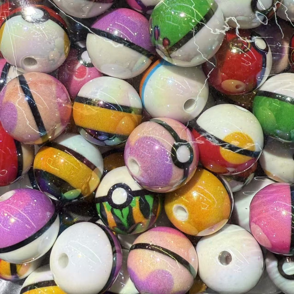 UV Plated Pokeball Acrylic Beads, DIY Pen Phone Chain Keychain Jewelry Accessories Wholesale