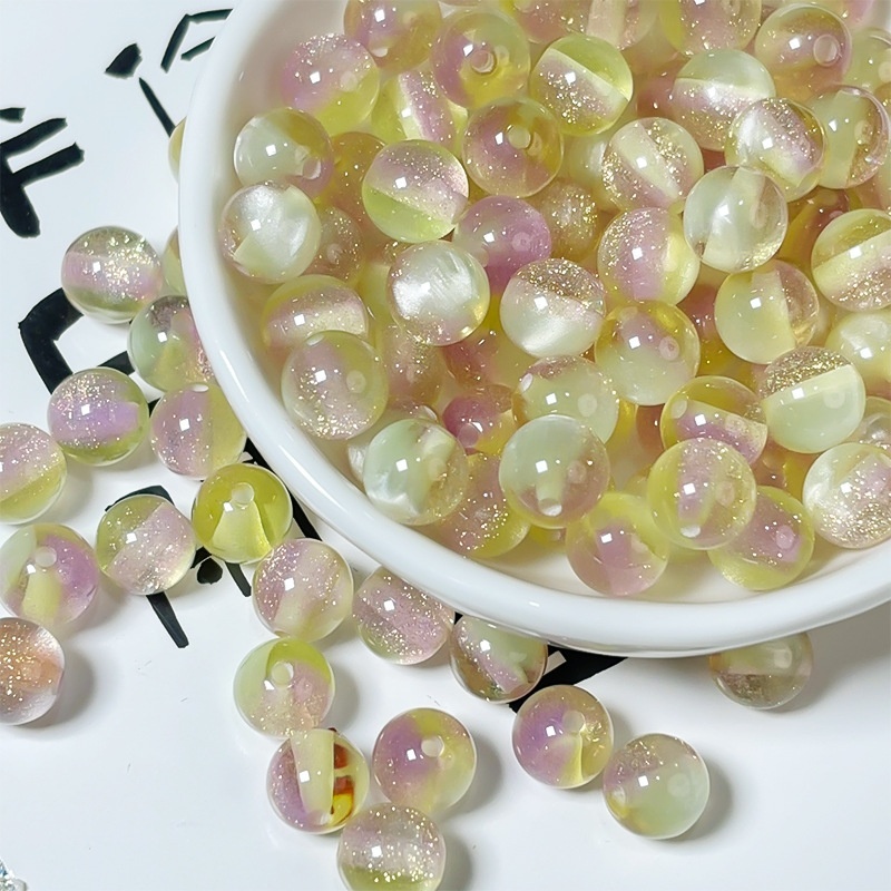 Glitter Starry Sky Transparent Mermaid Cat Eye Resin Round Beads, DIY Bracelet Necklace Jewelry Making Supplies Wholesale
