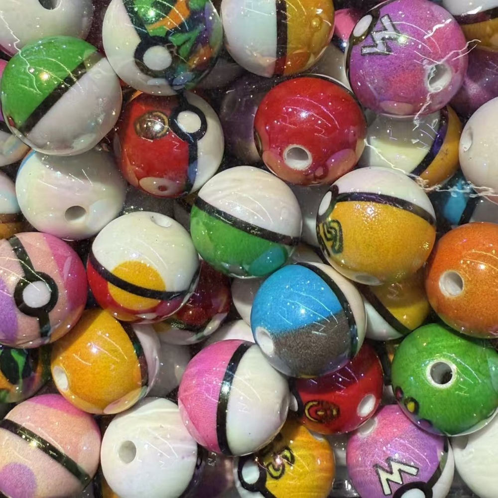 UV Plated Pokeball Acrylic Beads, DIY Pen Phone Chain Keychain Jewelry Accessories Wholesale